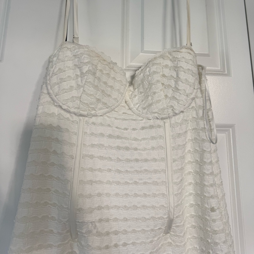 White Textured Bustier Top